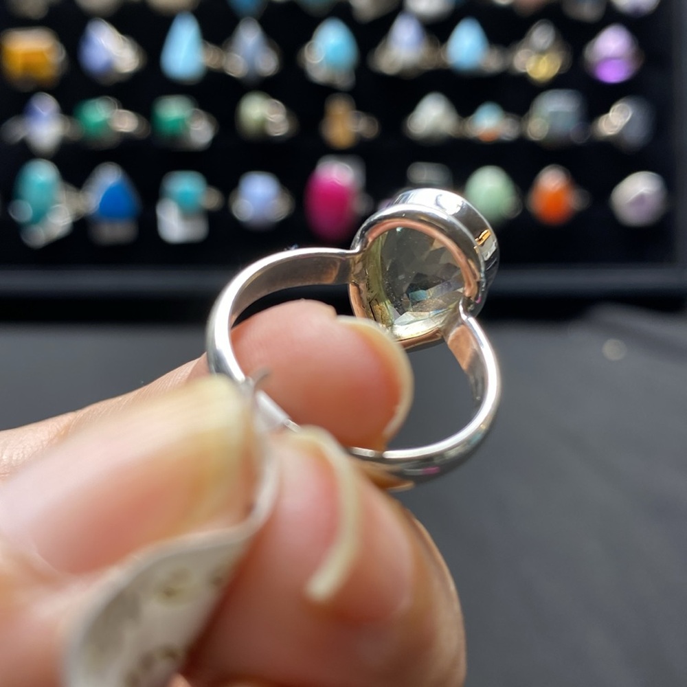 GREEN AMETHYST NATURAL AND GENUINE STONE IN SOLID STERLING SILVER 925 SIZE 8.5 - Picture 4 of 10